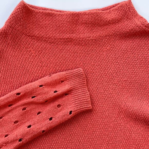 Moth Anthropologie Womens M Ceres Sweater Mockneck Burnt Orange Cottage Bohemian - Picture 6 of 9